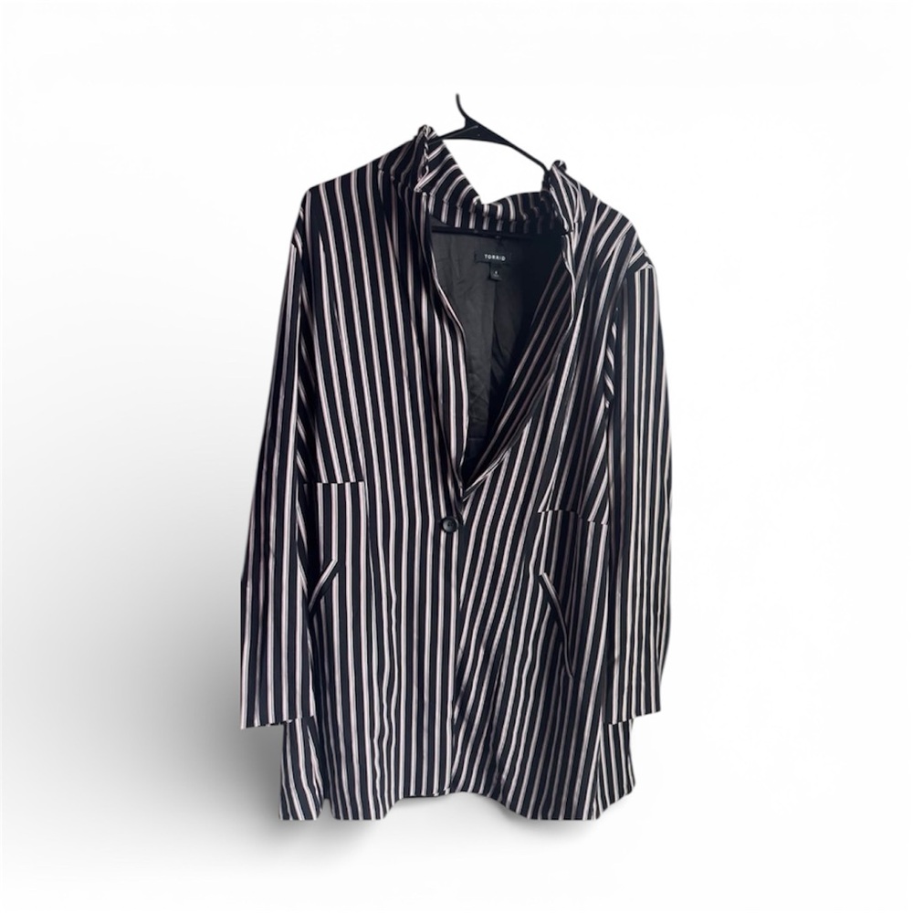 Torrid Black and Pink Striped Blazer With Matching Pants Set